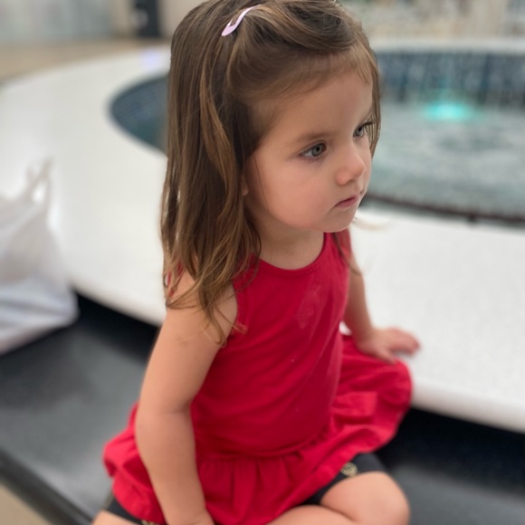 Red flowy mini dress for toddler girls - Picture 1 of 9